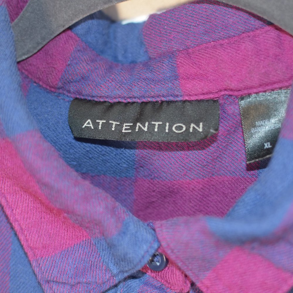 Attention Fuchsia and Blue Plaid Shirt Women's XL - Picture 3 of 6